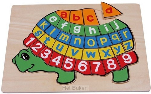 Houten puzzel abc schildpad