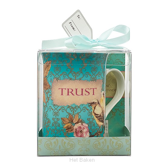 Trust - Aqua - Mug with coaster