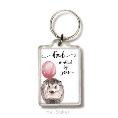 Sleutelhanger egeltje God is altijd bij