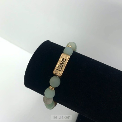 Armband natuursteen love groen gemeleerd