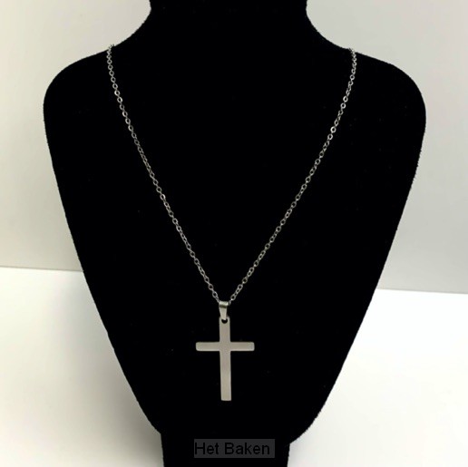 Ketting kruis 4cm zilver