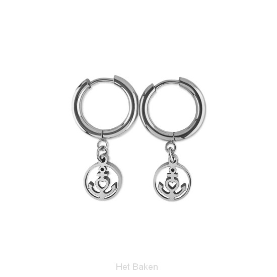 Oorbel ring geloof hoop liefde zilver