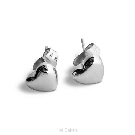 Oorbel knopje hartje zilver