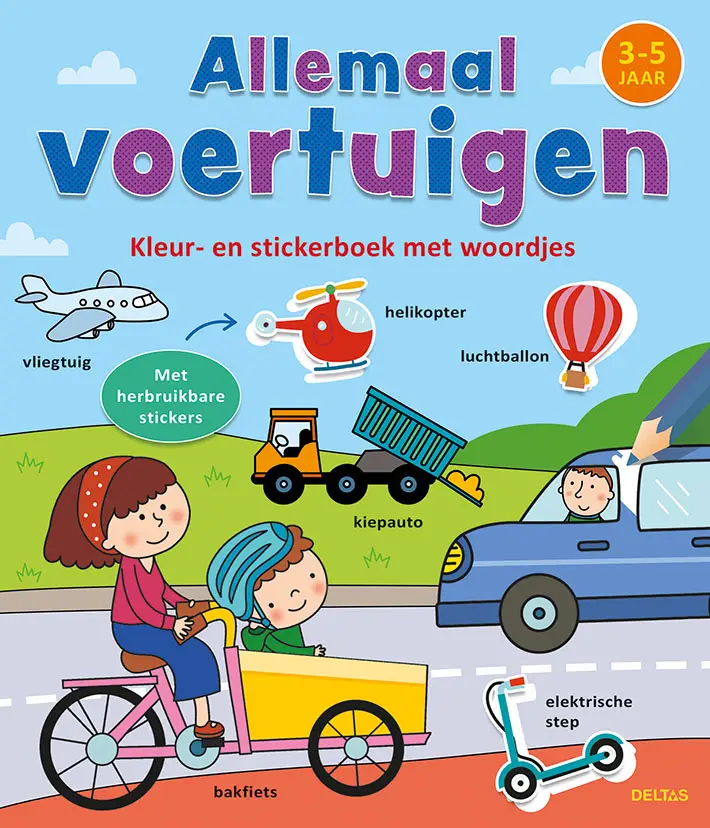 Kleur- en stickerboek met woordjes - All