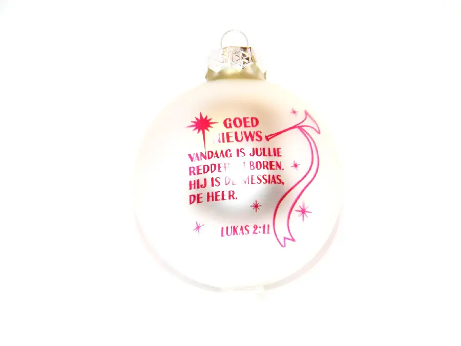 Vandaag is geboren Kerstbal zilver mat