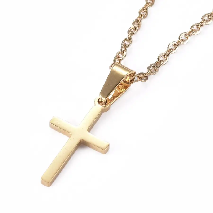 Cross stainless steel necklace gold
