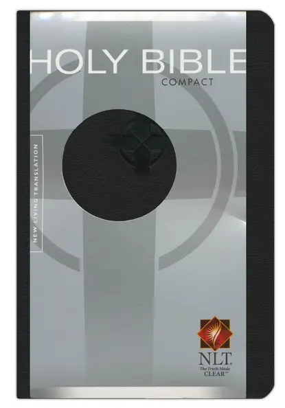 NLT compact bible black cross leatherlik