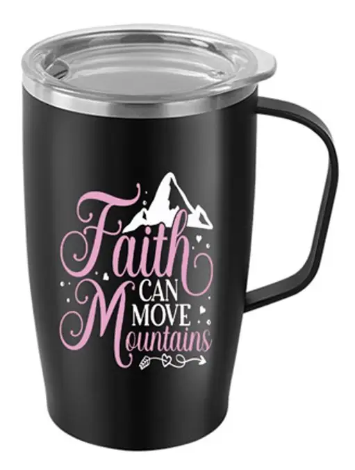 Tumbler Mug black Faith can move mountai