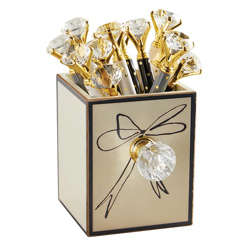 Gold dot gem filed pen holder set18