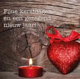 KERSTKAART WAXINELICHT MET HART FIJNE