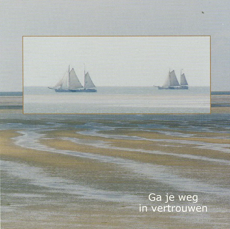 Wenskaart schepen op wad