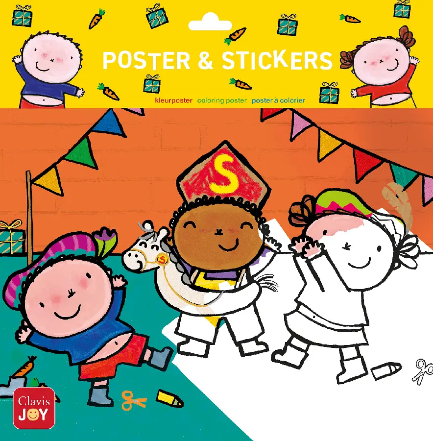 Kleurposter Karel en Kaatje spelen sinte