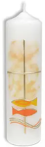 Kaars 22cm  Vis/Kruis
