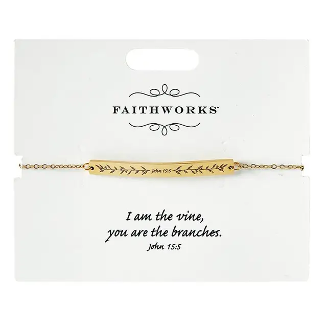 Bar Bracelet Jesus is the vine Gold