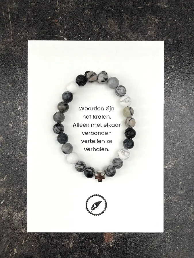 Armband grijs/zwart/wit maat 25