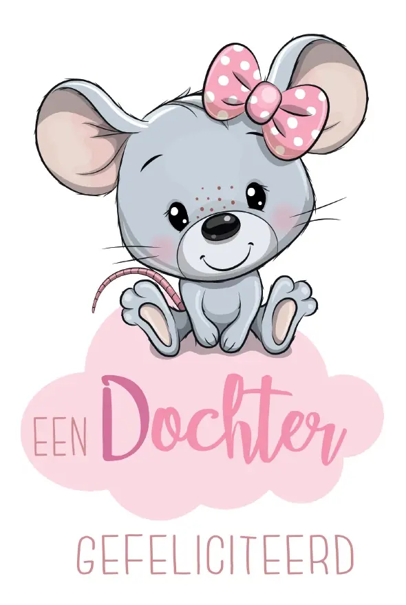 WENSKAART GEBOORTE DOCHTER MET SOK
