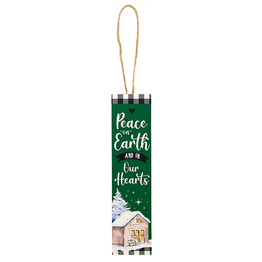 Wood ornament Peace on earth