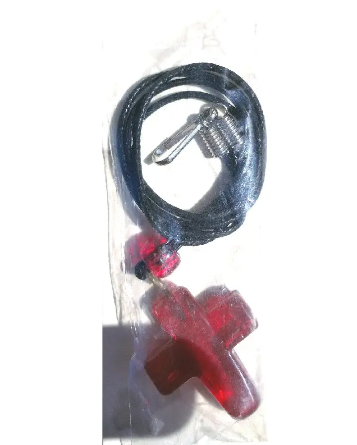 HANGER KRUIS GLAS ROOD 30MM