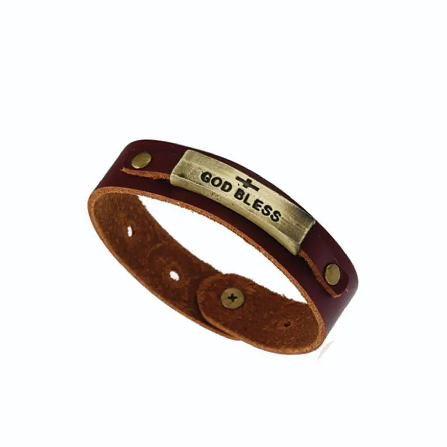 Faux Leather Bracelet God Bless