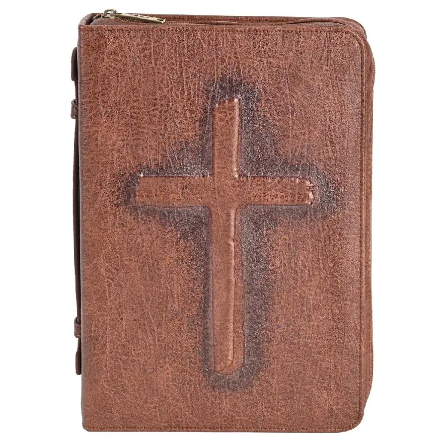 Biblecover Large Vintage Cross Brown