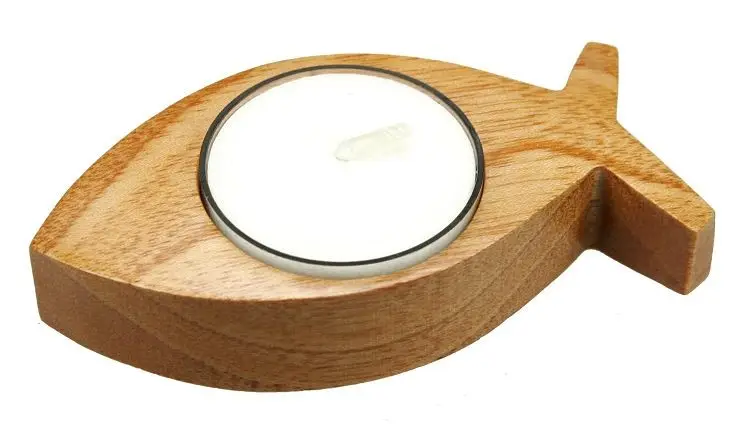 KAARSENSTANDAARD VIS HOUT 9.5CM