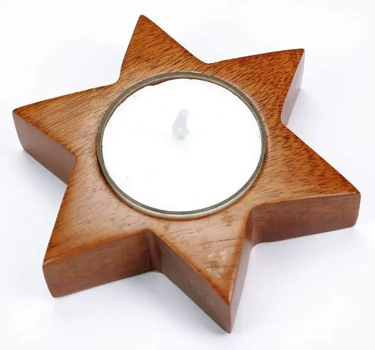 KAARSENSTANDAARD DAVIDSTER HOUT