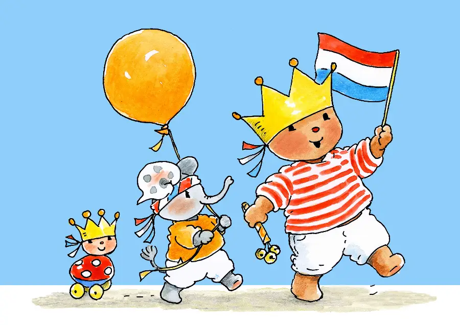 Ansichtkaart 15x10,5 bobbi met vlag in h