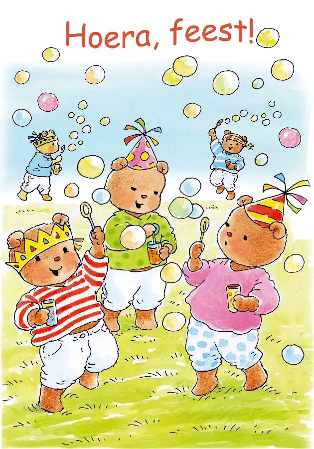 Ansichtkaart 10,5x15 bobbi hoera feest