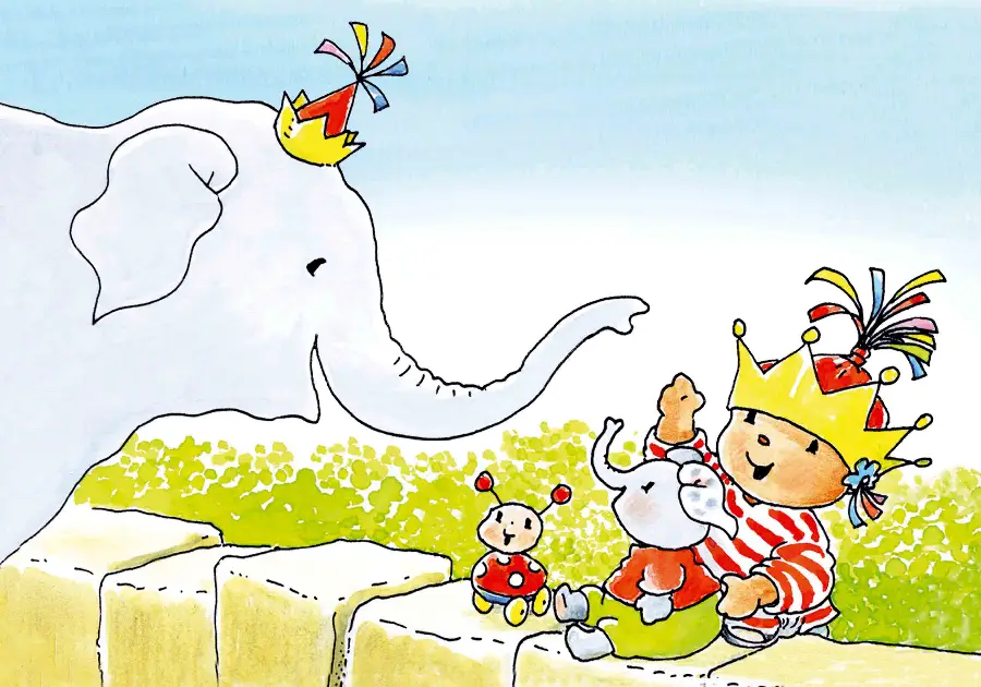 Ansichtkaart 10,5x15 bobbi en olifant