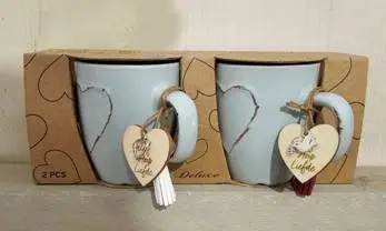 Mokken set (2) hart blauw Geloof Hoop Li