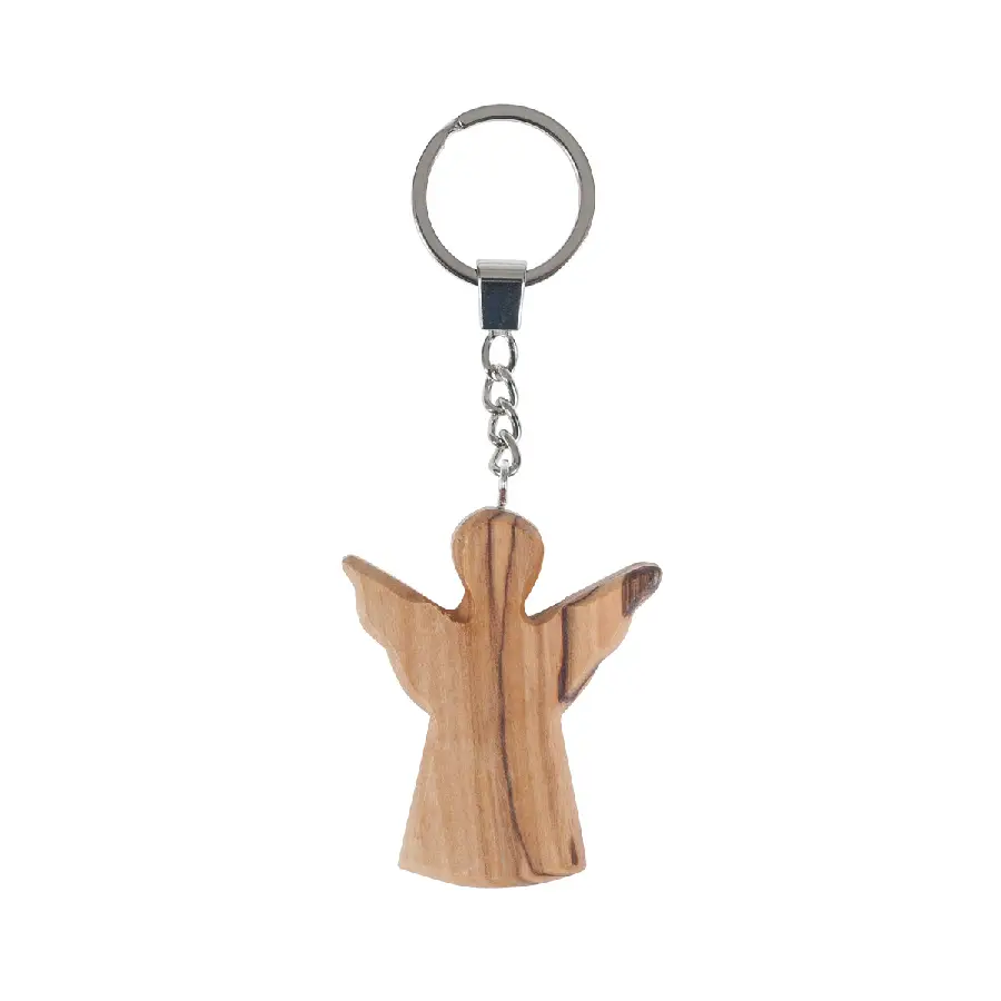 Keyring Angel Olivewood